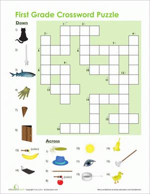 1st Grade Vocabulary Crossword Worksheet Education