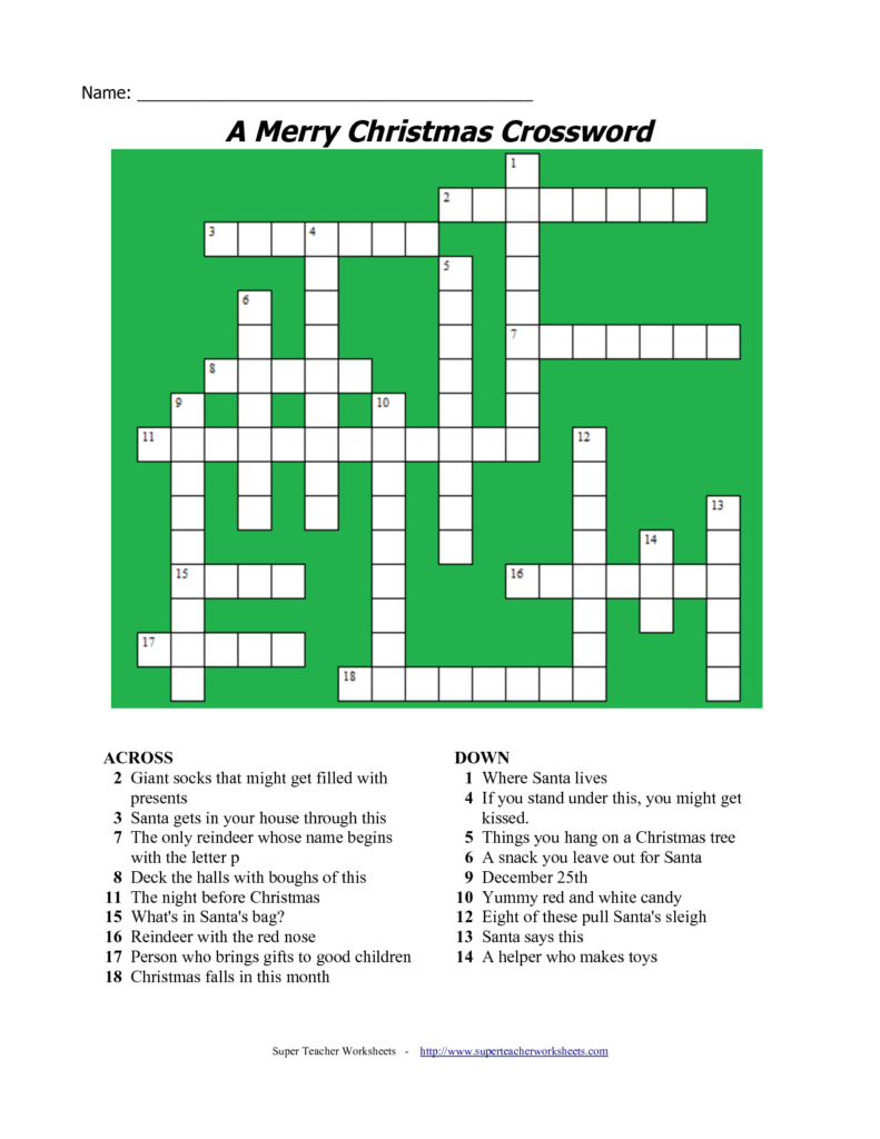 20 Fun Printable Christmas Crossword Puzzles
