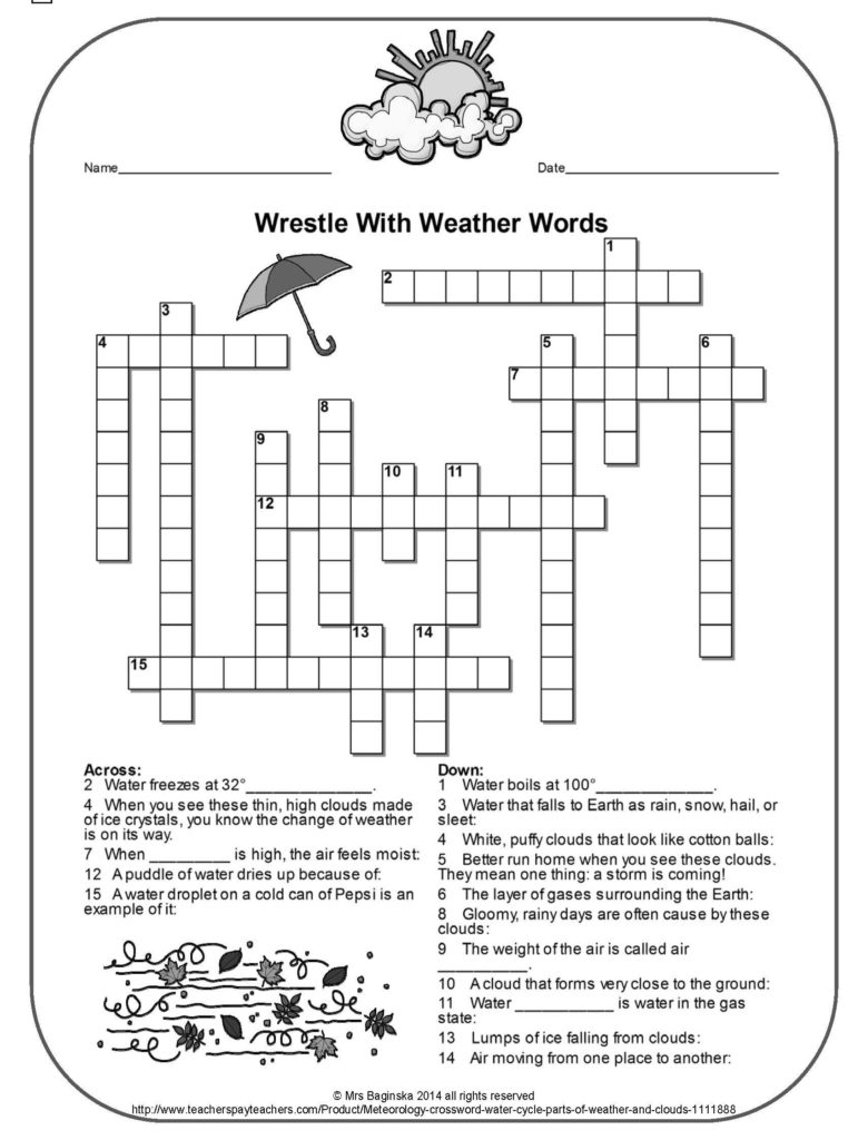 4Th Grade Printable Crossword Puzzles Printable