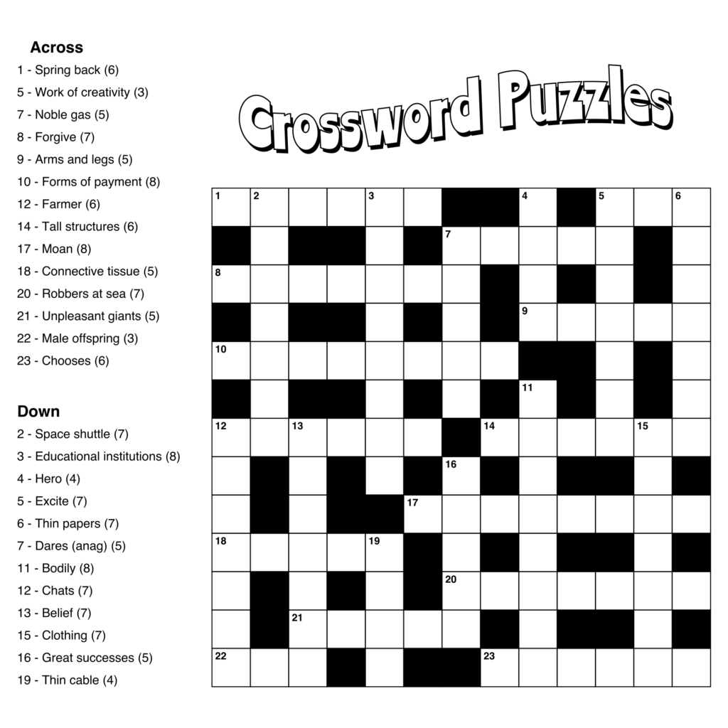 Printable Crossword Large