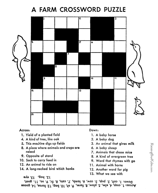 Printable Youth Crossword Puzzles