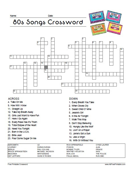 80s Activities Free Printable AllFreePrintable