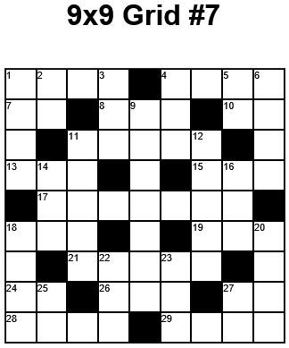 9x9 Easy Crossword Puzzle Grid 7 Puzzle 22 Crossword