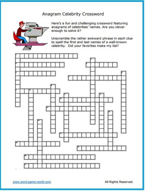 Printable Anagram Crossword Puzzles