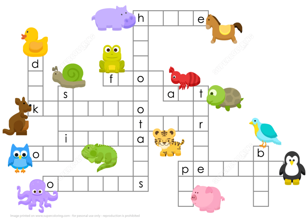 Printable Animal Crossword Puzzle