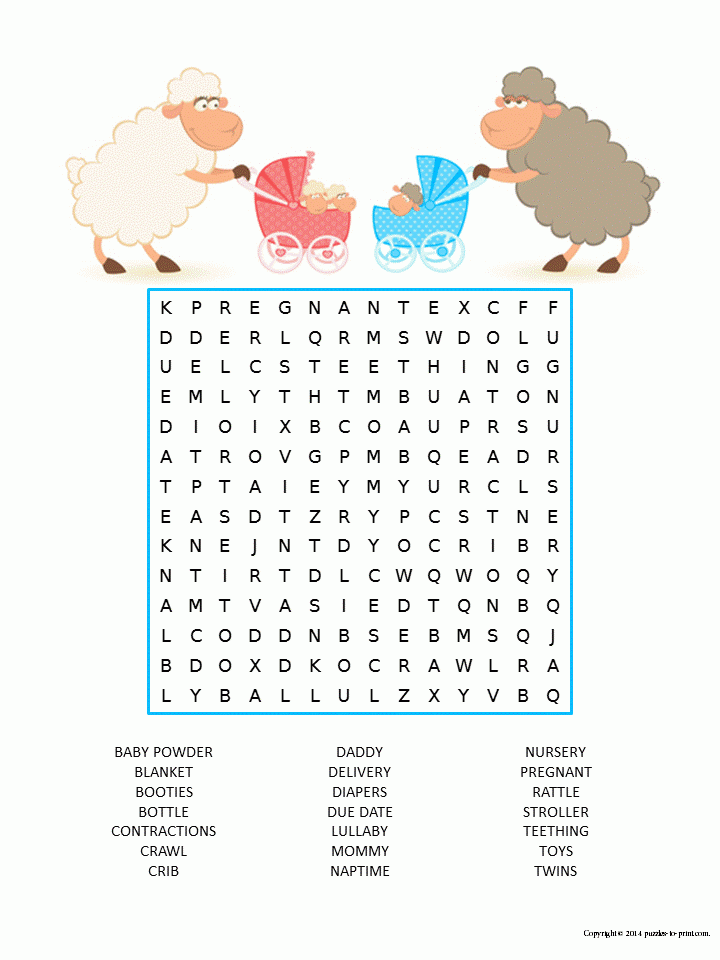 Baby Shower Word Search