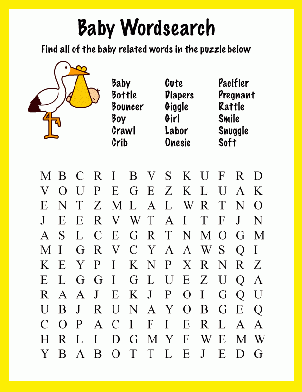Baby Shower Word Search