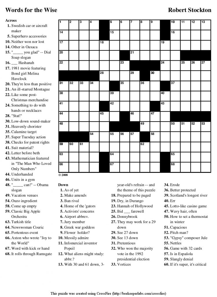 Beekeeper Crosswords Guardian Quick Crossword Printable