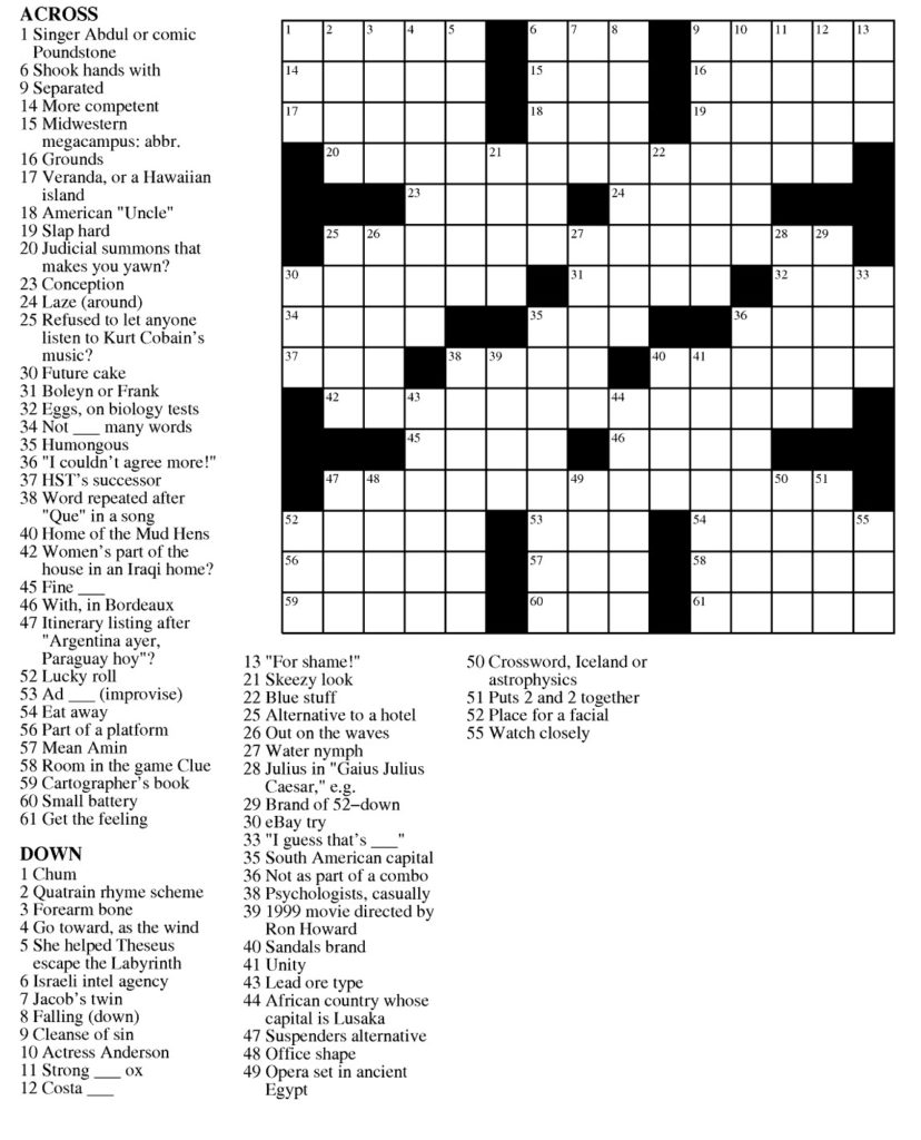 Beginner Super Easy Crossword Puzzles Printable