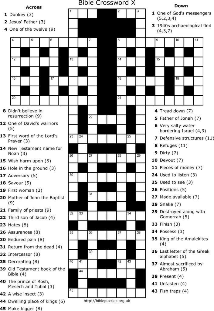 Free Bible Crosswords Printable