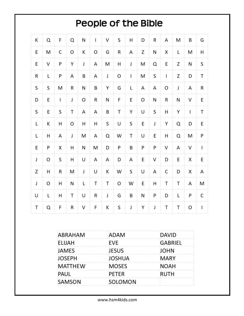 Free Printable Children's Bible Word Search Puzzles