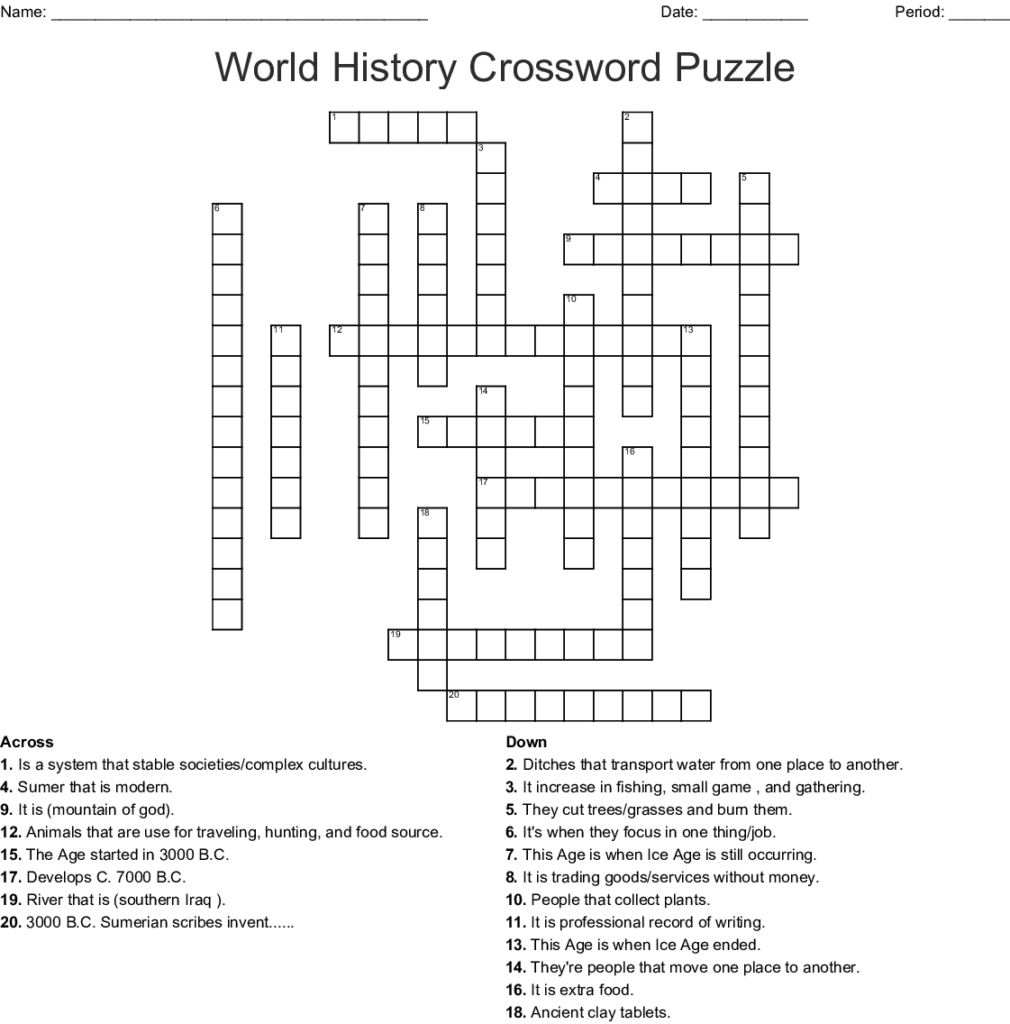 Black History Month Crossword Puzzle Worksheet Woo Jr