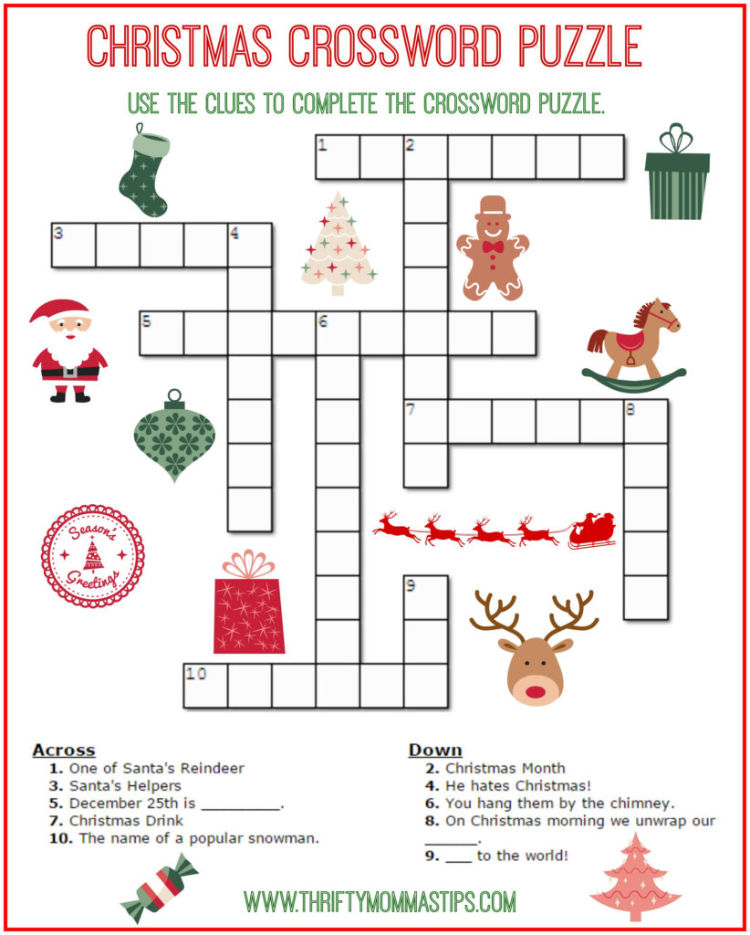 Free Printable Christmas Crossword Puzzles With Answers