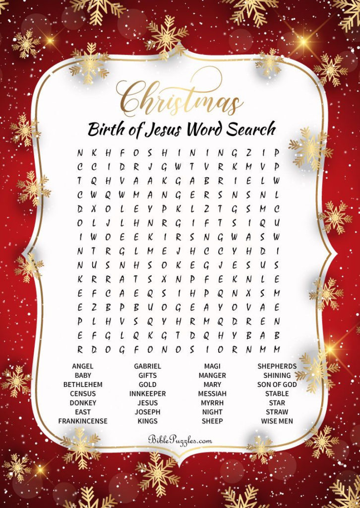 Christmas Word Search Puzzle Birth Of Jesus Wordsearch