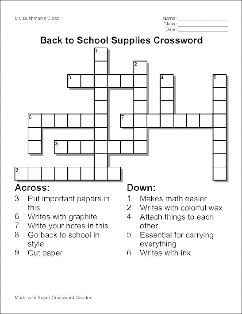 Create Your Own Crossword Puzzle Printable Printable