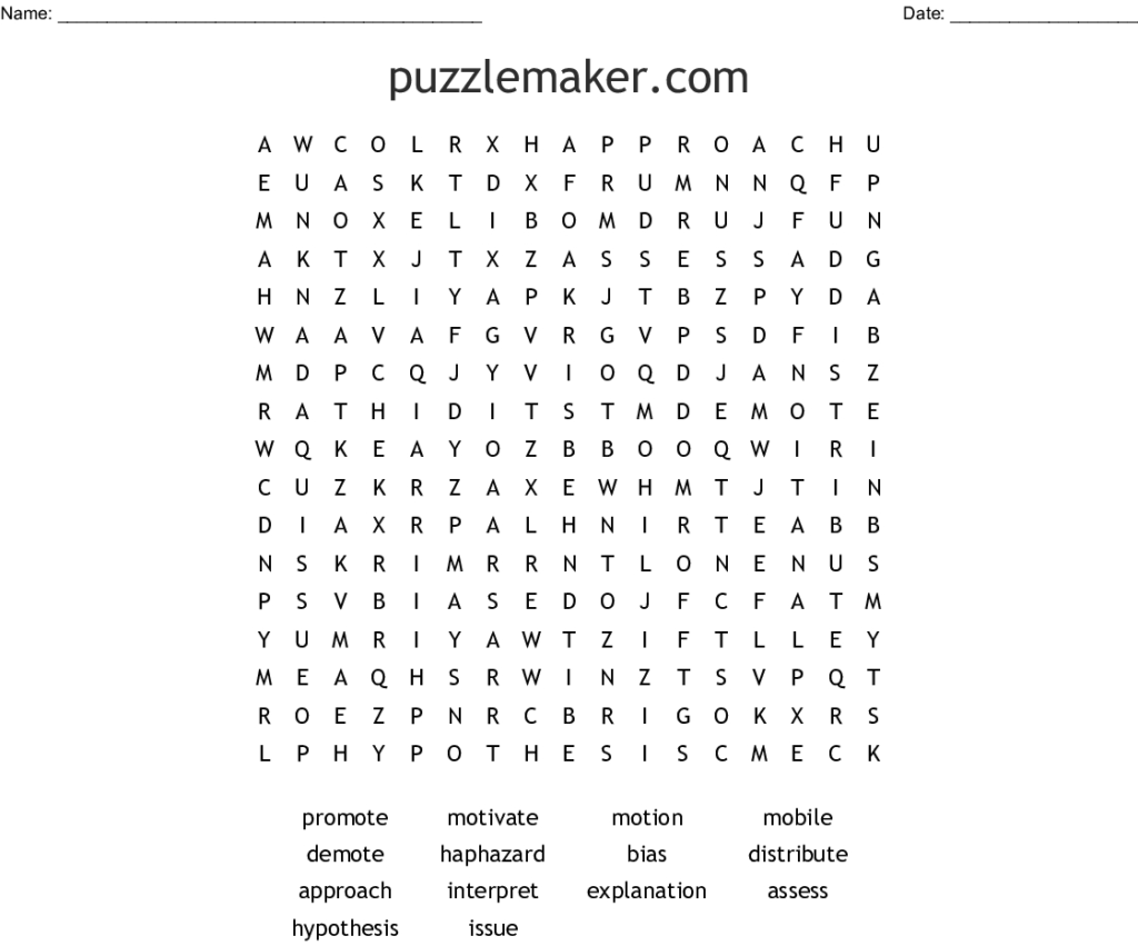 Crossword Puzzle Maker Free Printable 30 Words