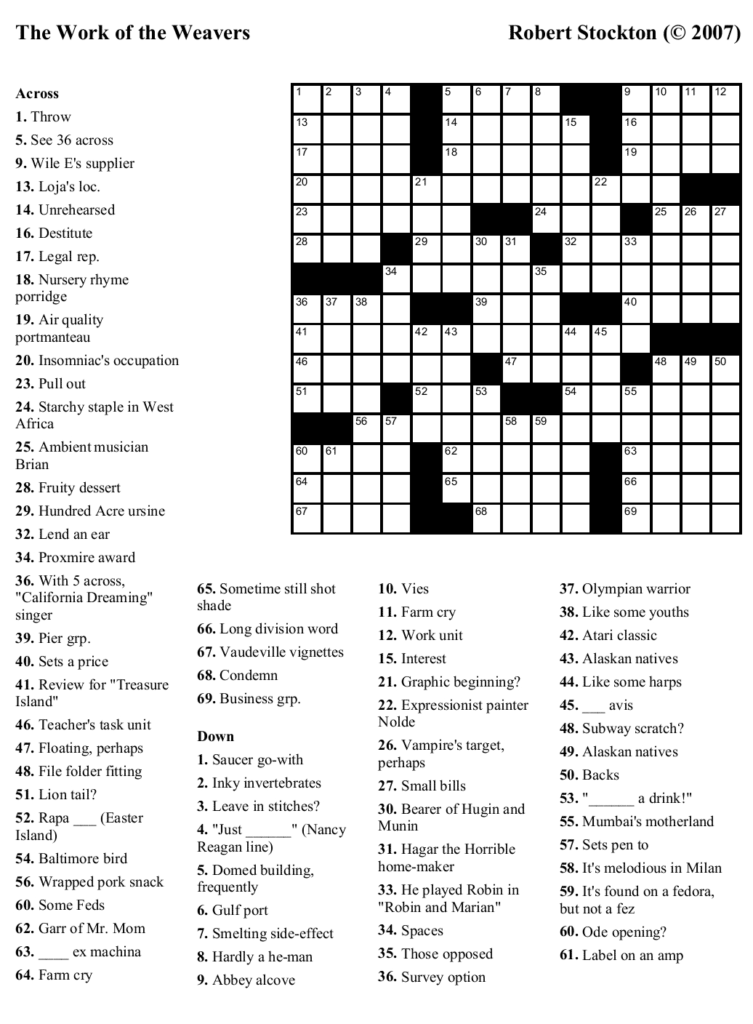 Free Printable Educational Crossword Puzzles