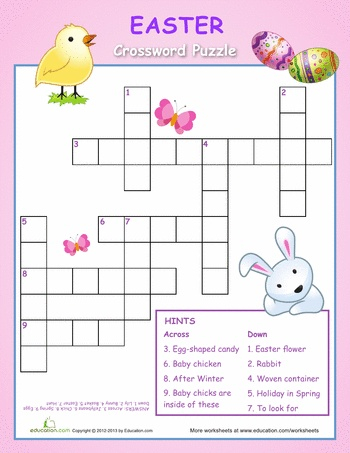 Easter Crossword Puzzle For Kids Easter Easter