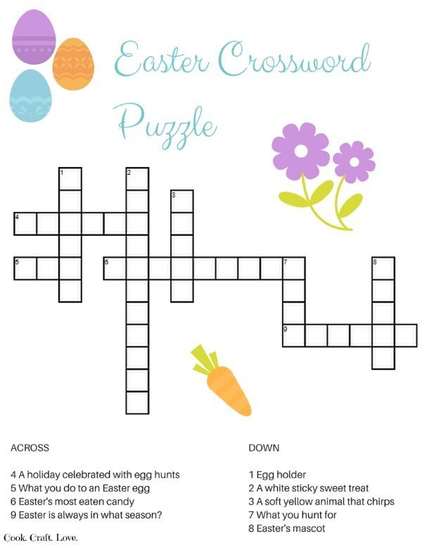 Easter Crossword Puzzle Free Printable