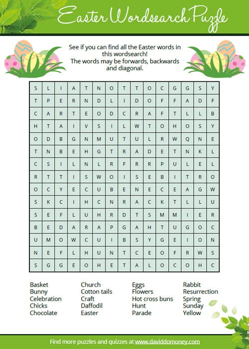 Easter Wordsearch Puzzle Free Printable Easter Wordsearch