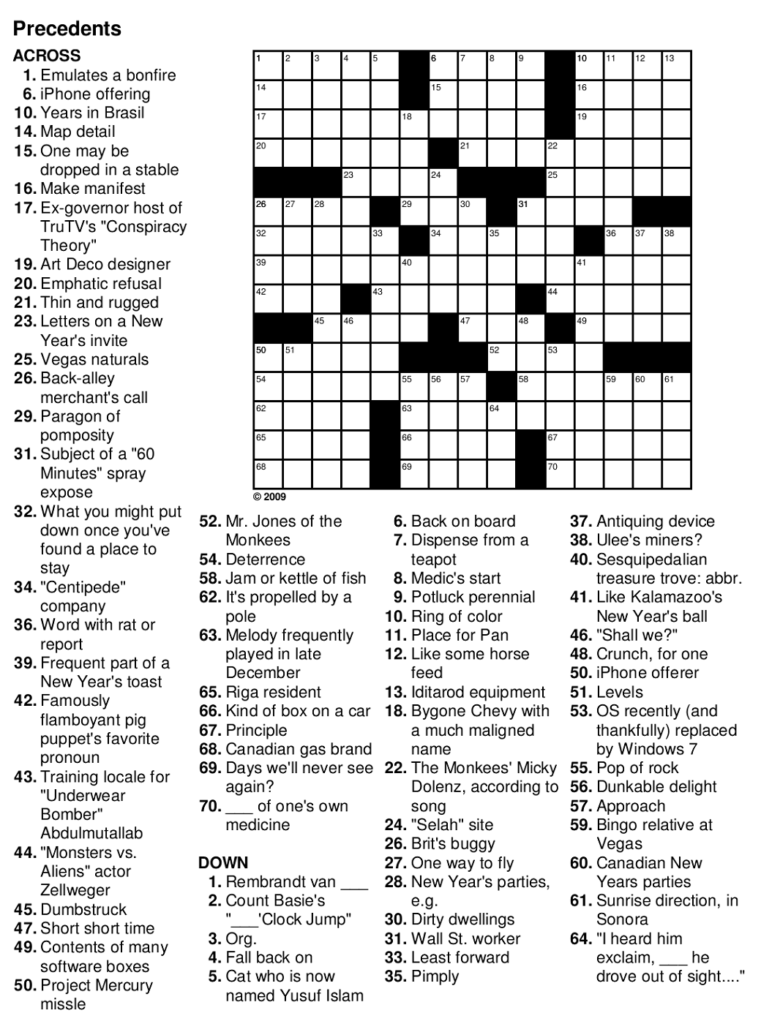 Free Printable Crosswords For The Elderly