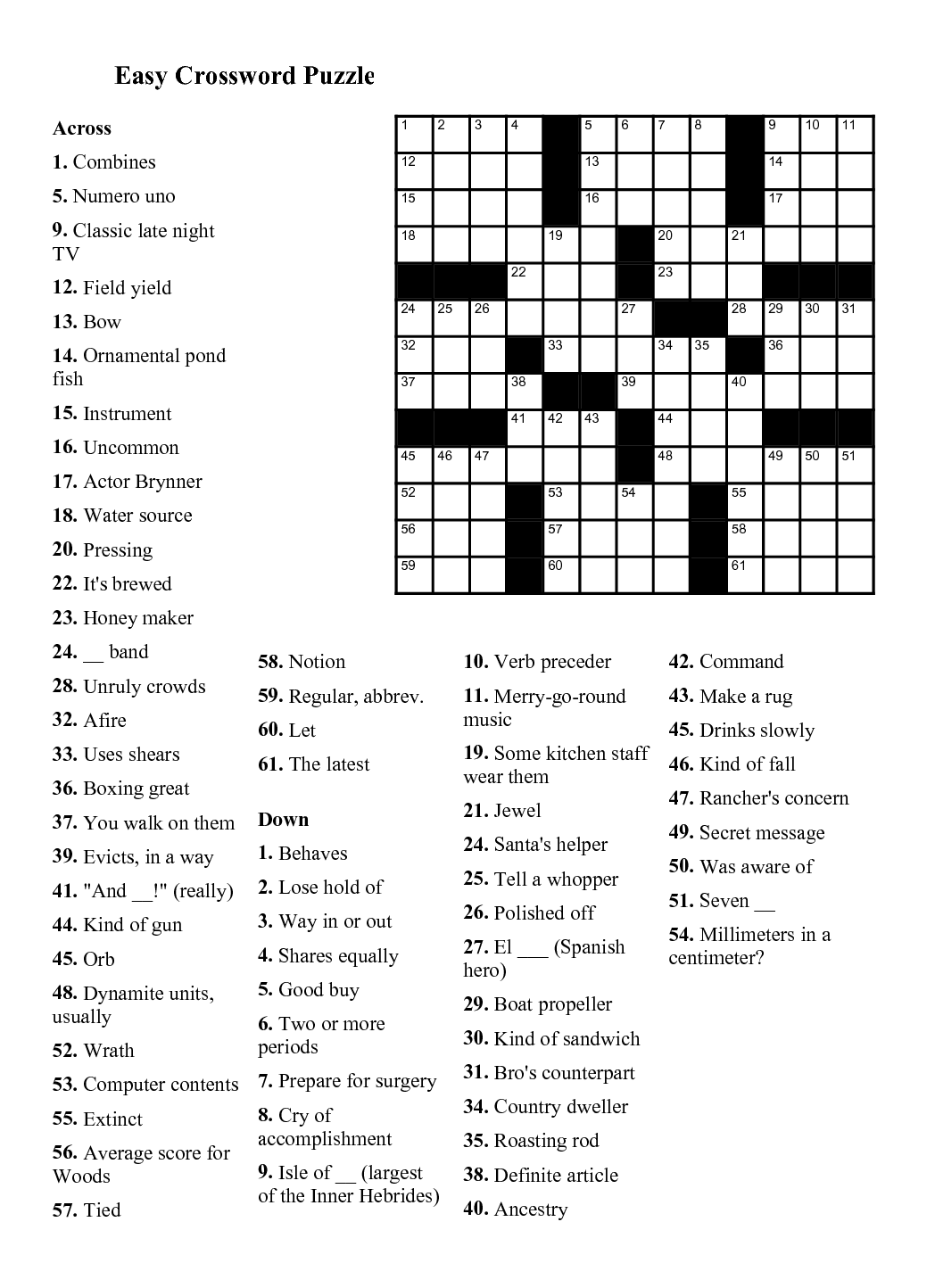 online printable crossword puzzle maker