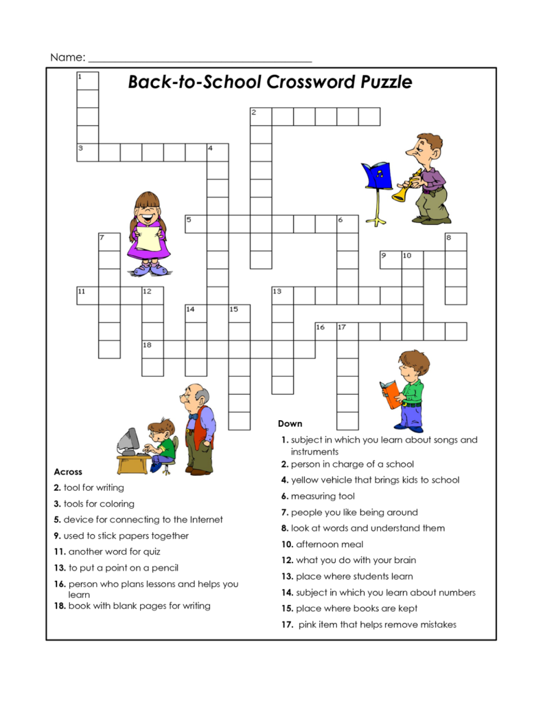 Free Printable Crossword Puzzles For Kids