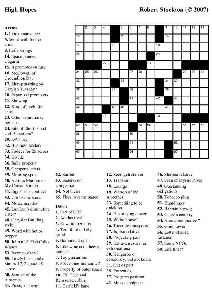 Make Free Printable Crossword Puzzle Online