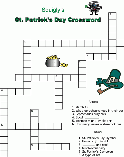 Easy St Patrick S Day Crossword Puzzle