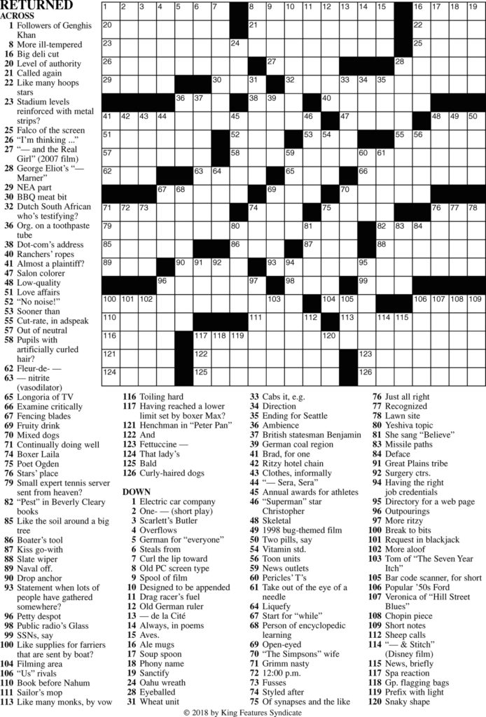 Frank A Longo Printable Crossword Puzzles Printable