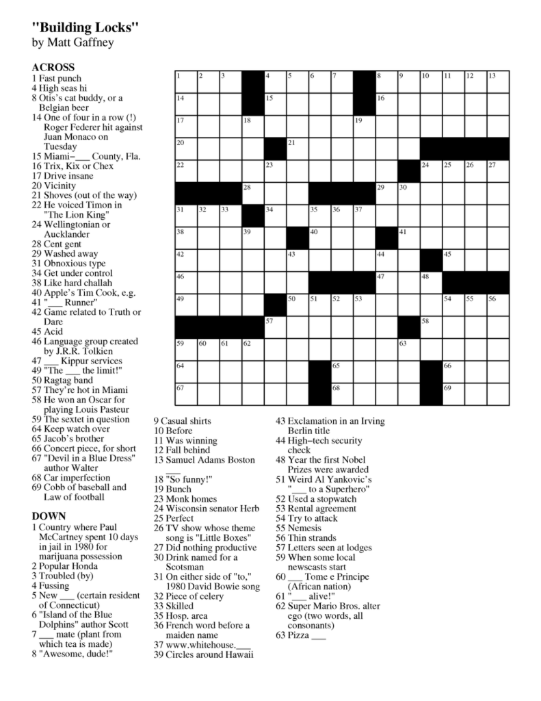 Make Crossword Puzzle Online Free Printable