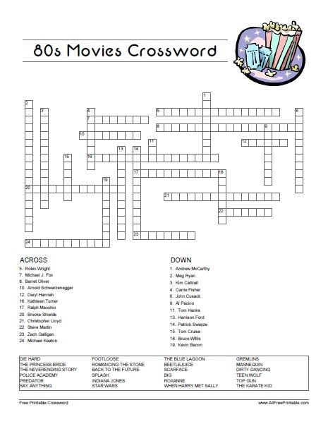 Free Printable 80 S Movies Crossword Looking For Fun