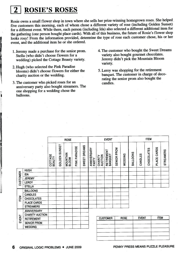 Free Printable Logic Puzzles For High School