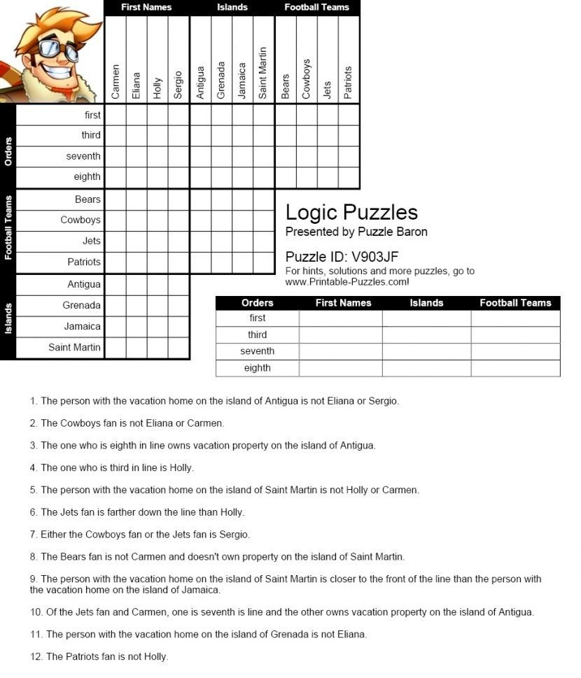 Free Printable Logic Puzzles With Images Math Logic