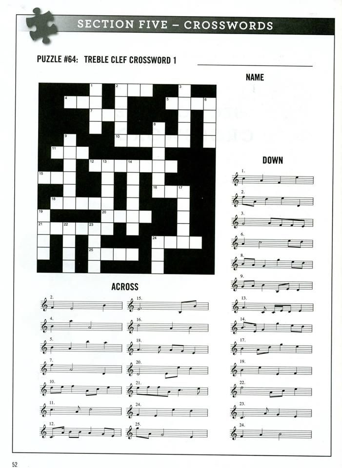 FREE Printable Music Notes Crossword Puzzle Music