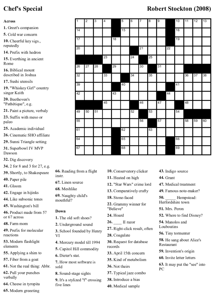 New York Times Crossword Puzzles Printable Free