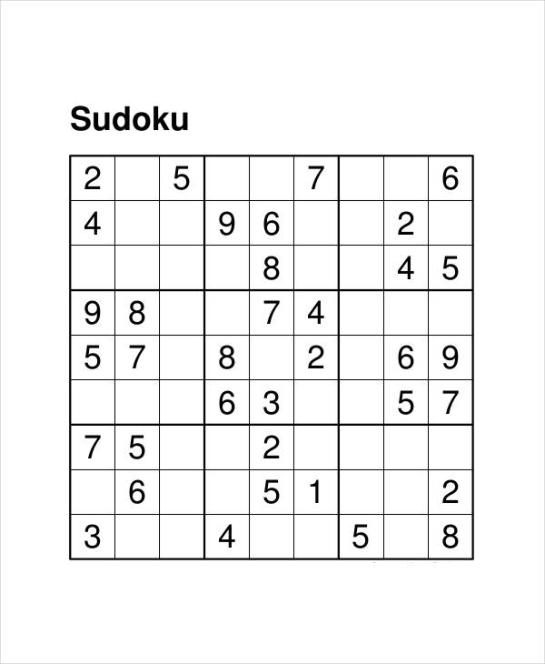 Free Printable Sudoku Puzzles Pdf