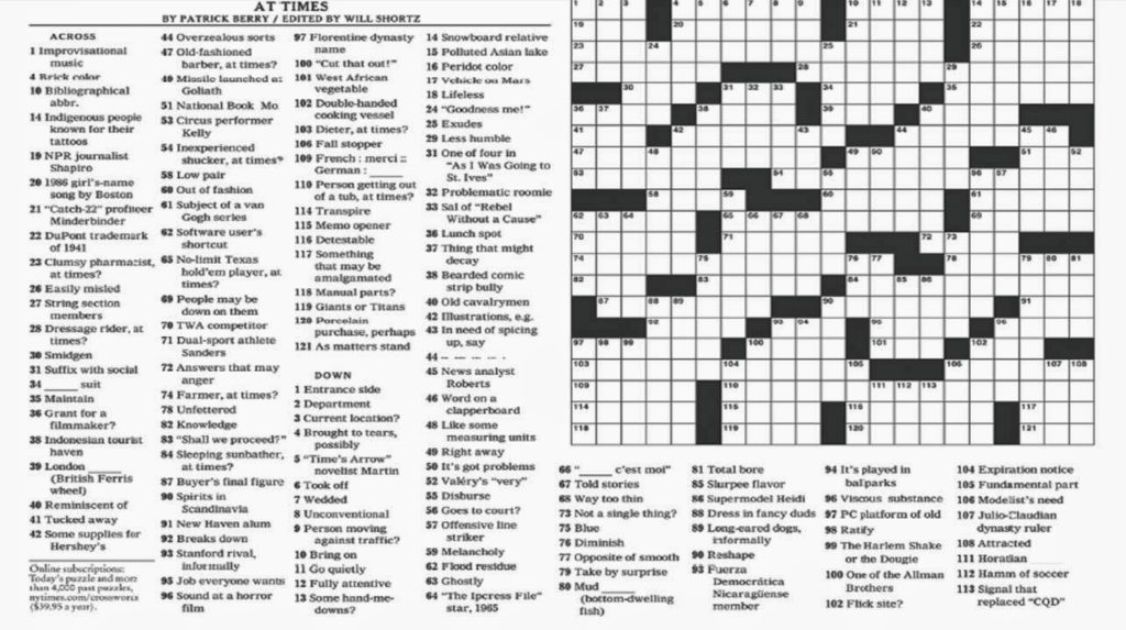 New York Times Crossword Printable Free Sunday