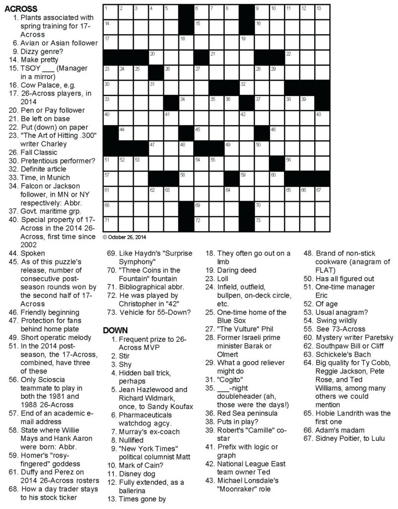 Free Printable Themed Crosswords