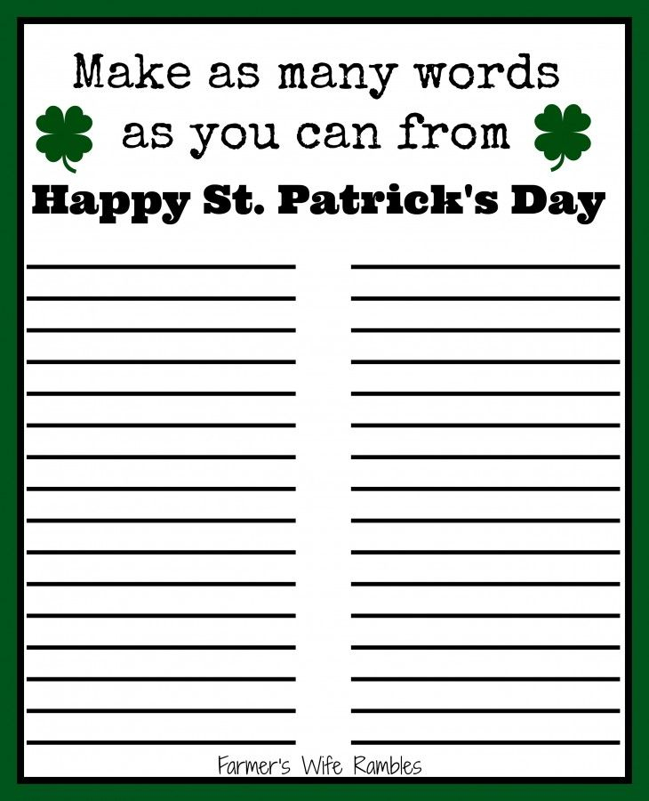 Free St Patrick S Day Word Puzzle Printable St Patrick