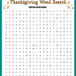Free Thanksgiving Word Search Printable Worksheet With 17