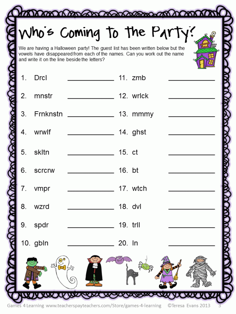 Free Printable Halloween Games And Puzzles