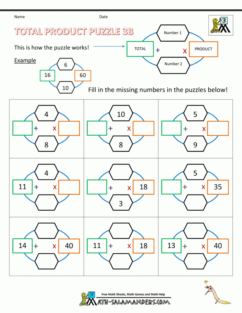 Free Printable Math Puzzles For 3rd Grade