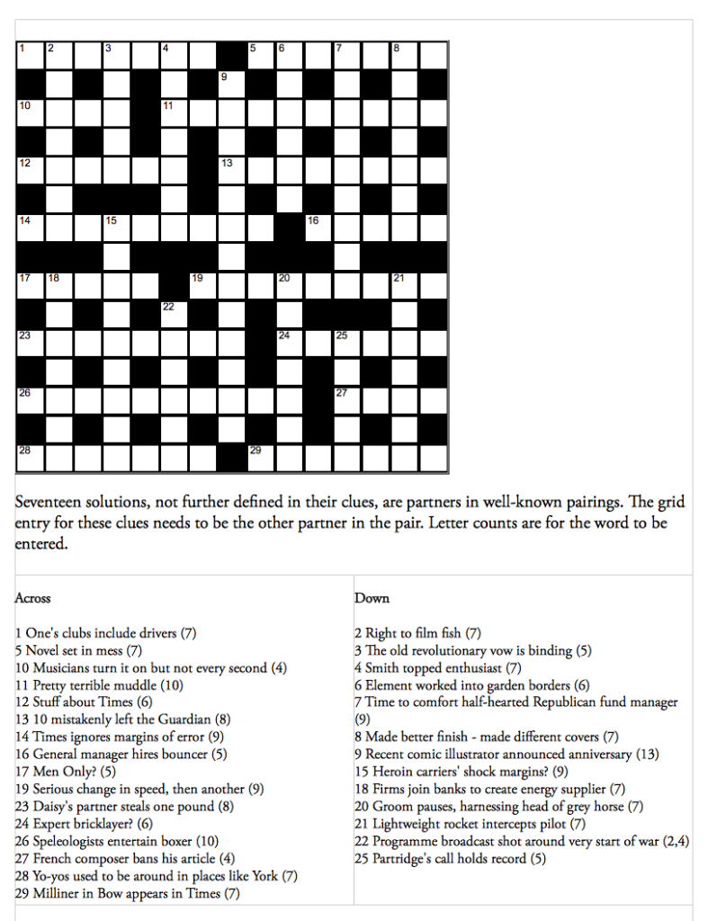 Guardian Quick Crossword Printable Version Printable