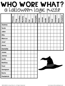 Halloween Logic Puzzle By Lindsay Perro Teachers Pay