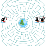 Help The Little Skating Penguin To Join His Friends Maze
