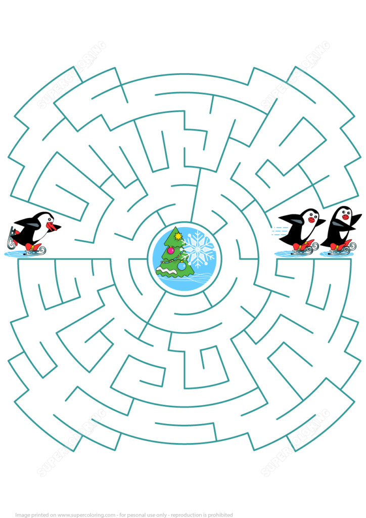 Help The Little Skating Penguin To Join His Friends Maze