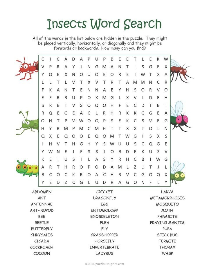 Free Printable Word Search Puzzles For Elementary Students