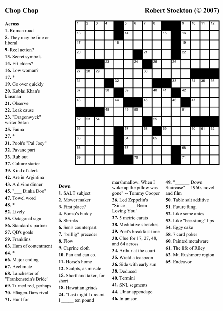 Large Print Crossword Puzzles Printable Free Printable