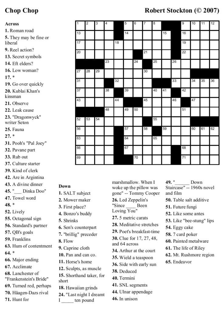 Large Print Crosswords Printable Free